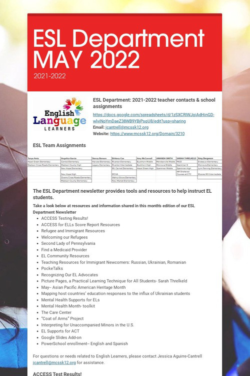 ESL Department MAY 2022
