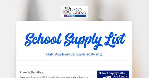 School Supply List