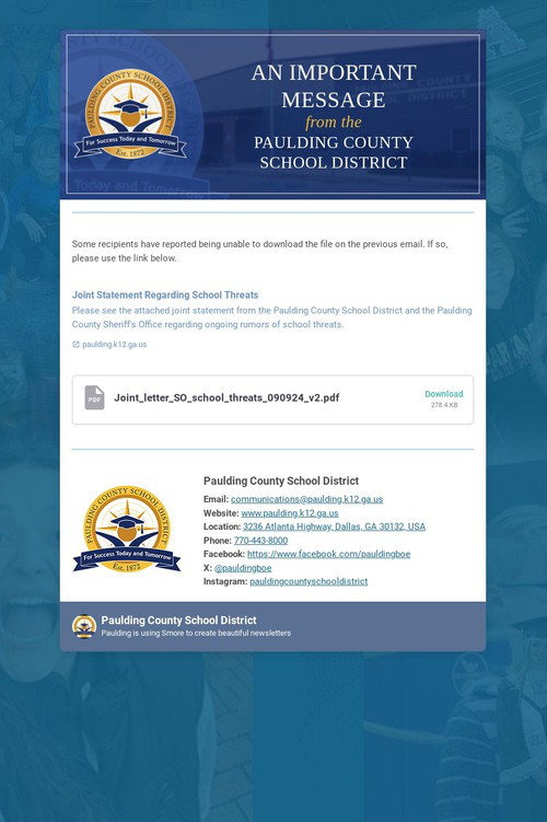 Important Message from PCSD