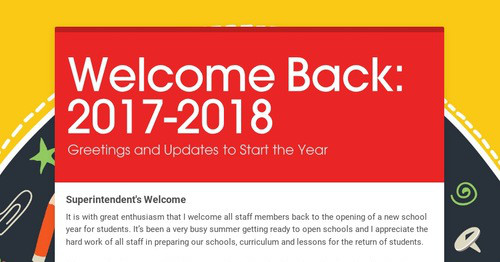 Welcome Back 2017 2018 Smore Newsletters