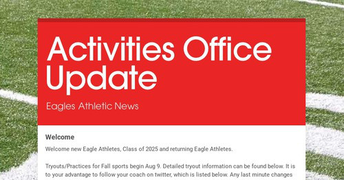 Activities Office Update