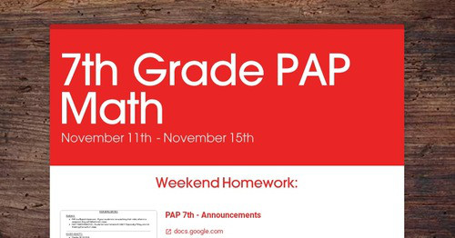 7th Grade PAP Math | Smore Newsletters