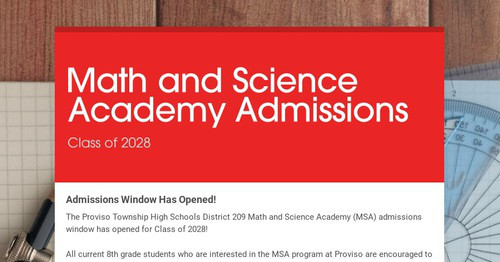 Math and Science Academy Admissions