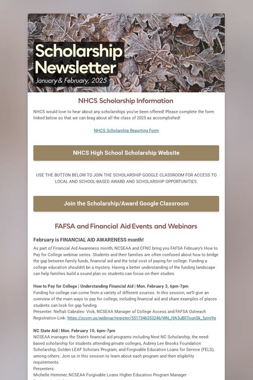 Scholarship Newsletter
