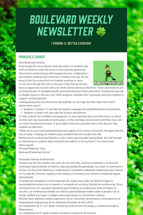 Boulevard Weekly Newsletter 🍀