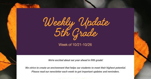 Weekly Update 5th Grade