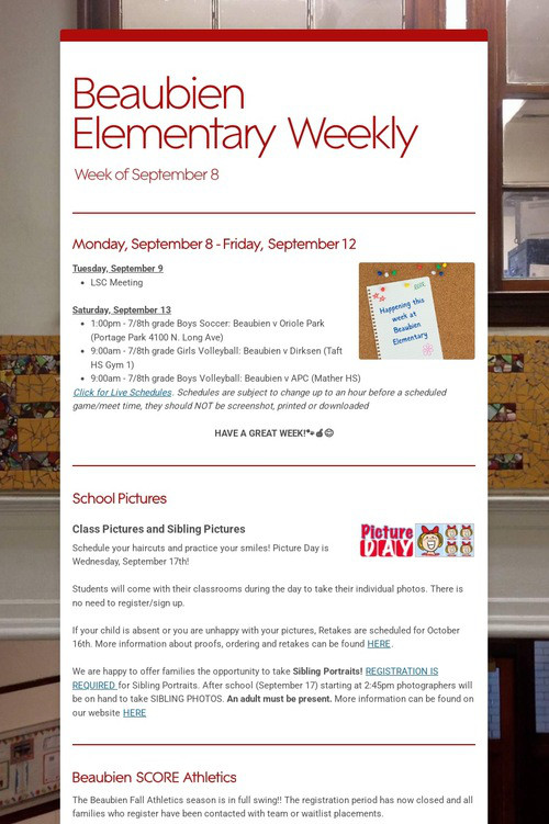 Beaubien Elementary Weekly