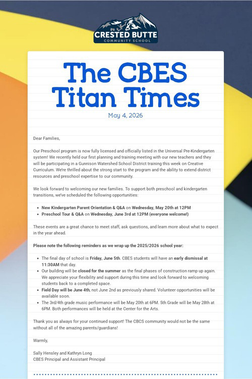 The CBES Titan Times