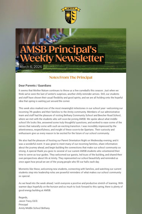 AMSB Principal's Weekly Newsletter