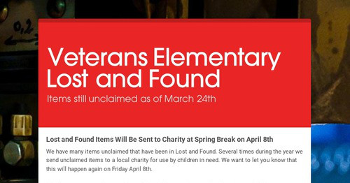 Veterans Elementary Lost and Found