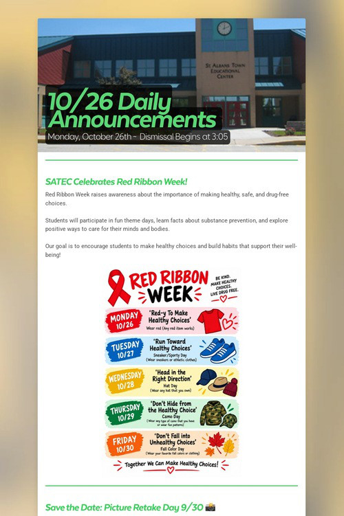 10/26 Daily Announcements