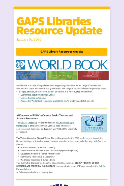 GAPS Libraries Resource Update