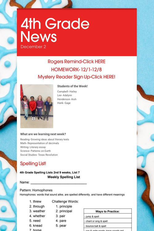 4th Grade News