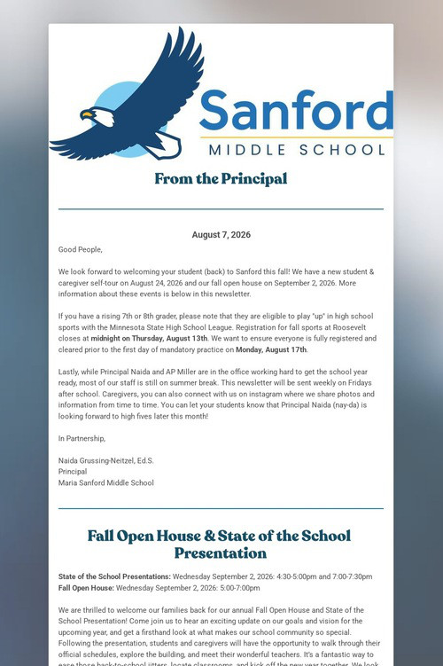 Sanford Family Newsletter