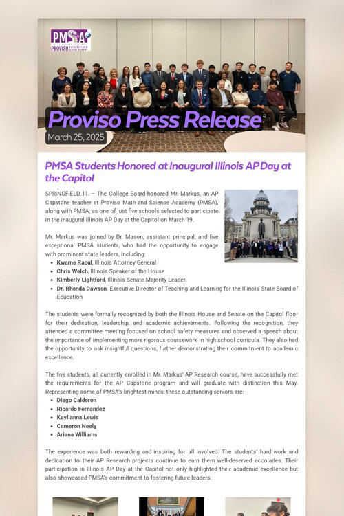 Proviso Press Release