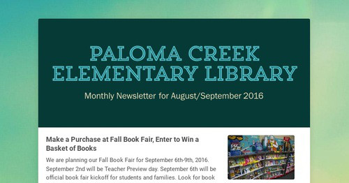 Paloma Creek Elementary Library | Smore Newsletters for Education