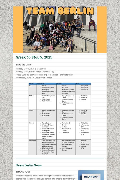 Team Berlin Week 36 Update