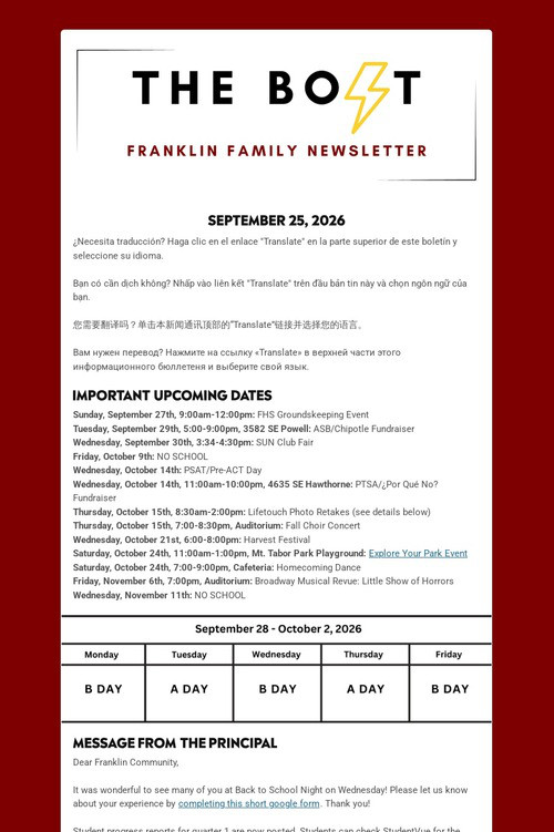 Weekly Family Newsletter