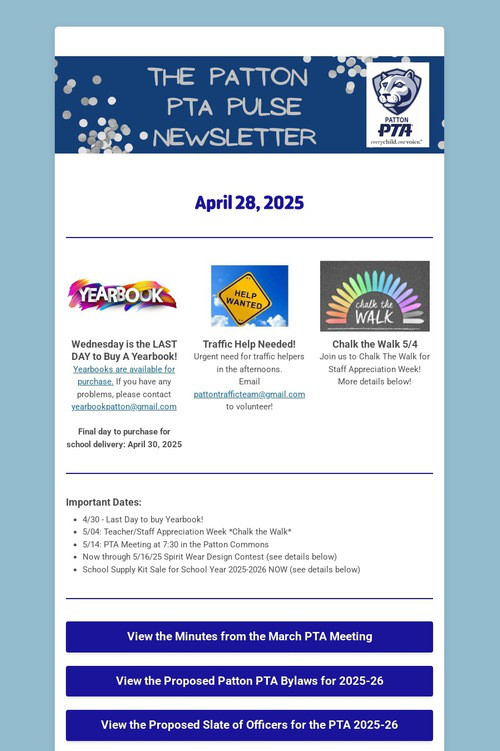 Patton PTA Pulse Newsletter