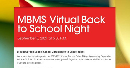 MBMS Virtual Back to School Night