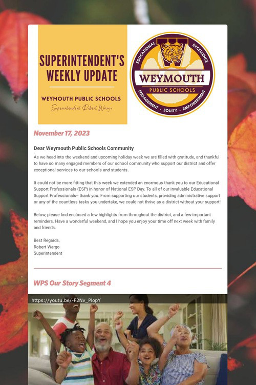 Superintendent's Weekly Update