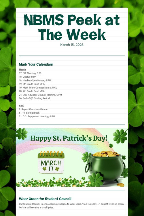 NBMS Peek at The Week
