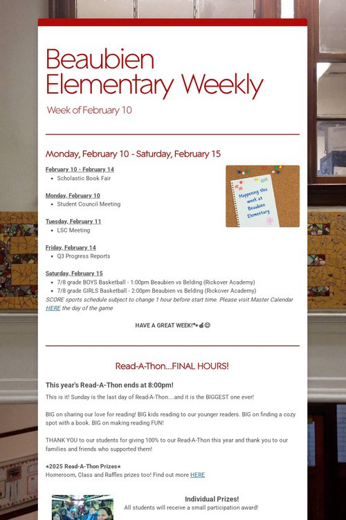 Beaubien Elementary Weekly