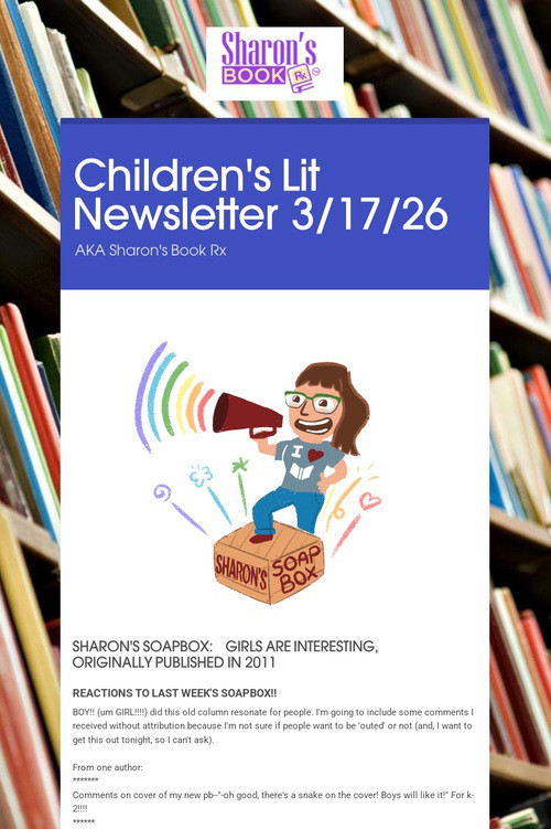 Children's Lit Newsletter 3/17/26