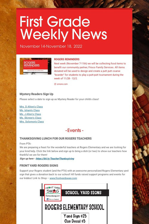 First Grade Weekly News