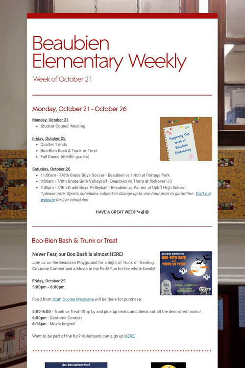 Beaubien Elementary Weekly