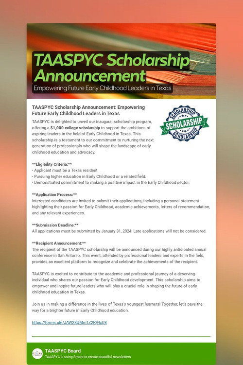 TAASPYC Scholarship Announcement
