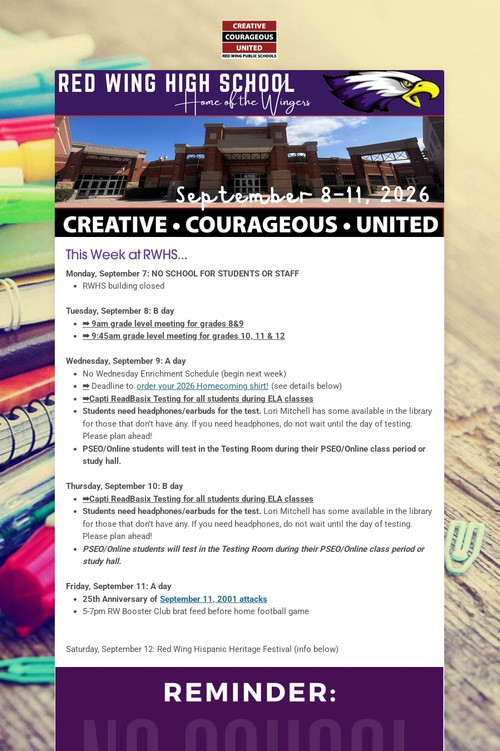 RWHS Student Newsletter 3