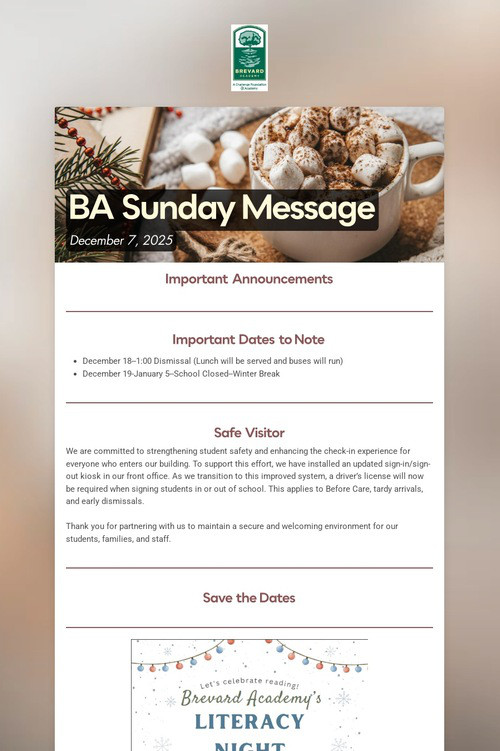 BA Sunday Message