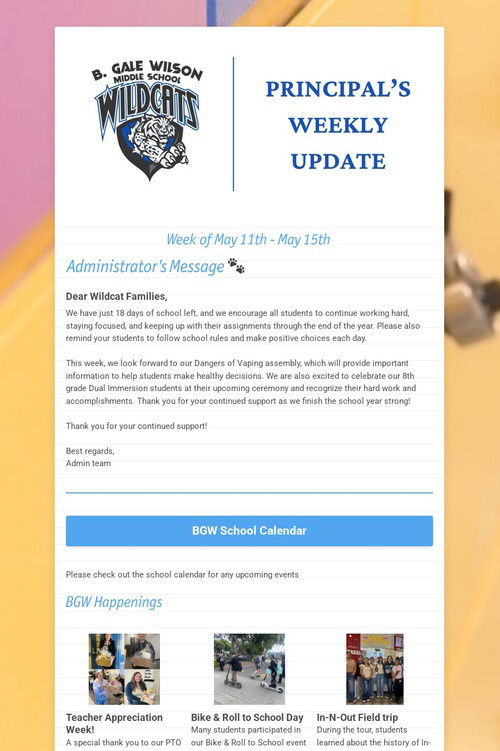 Principal's Weekly Update