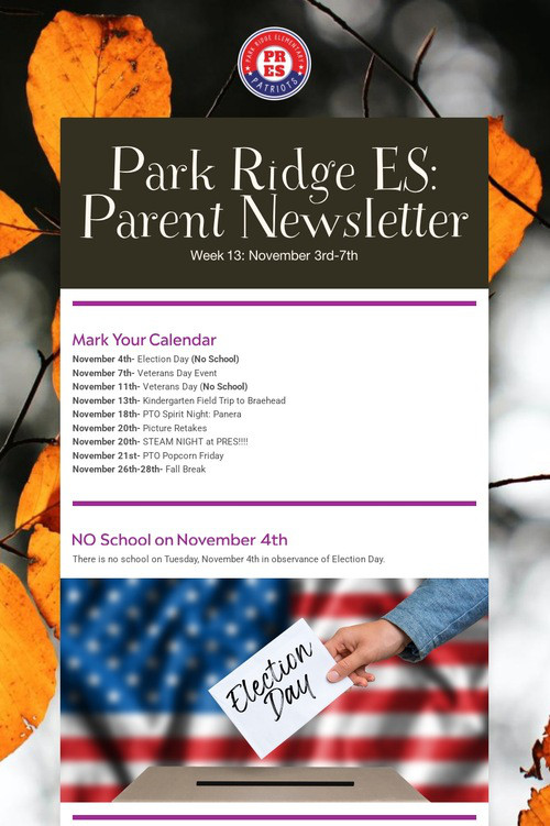 Park Ridge ES:  Parent Newsletter