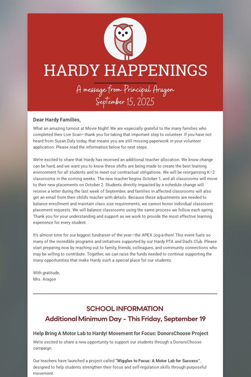 Hardy Happenings