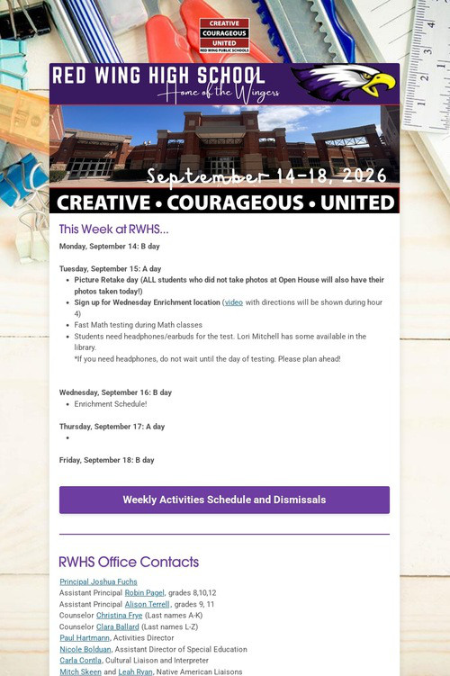 RWHS Student Newsletter 4