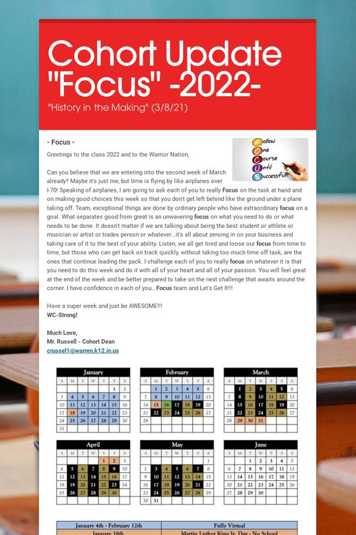 Cohort Update "Focus" -2022-