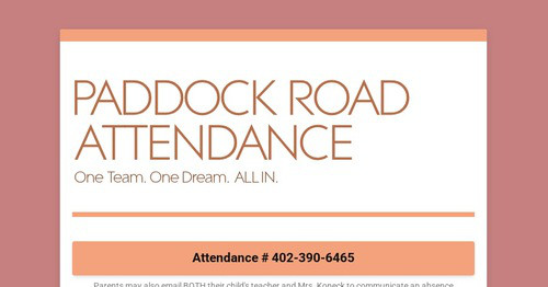 PADDOCK ROAD ATTENDANCE
