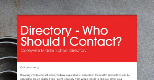 Directory - Who Should I Contact?