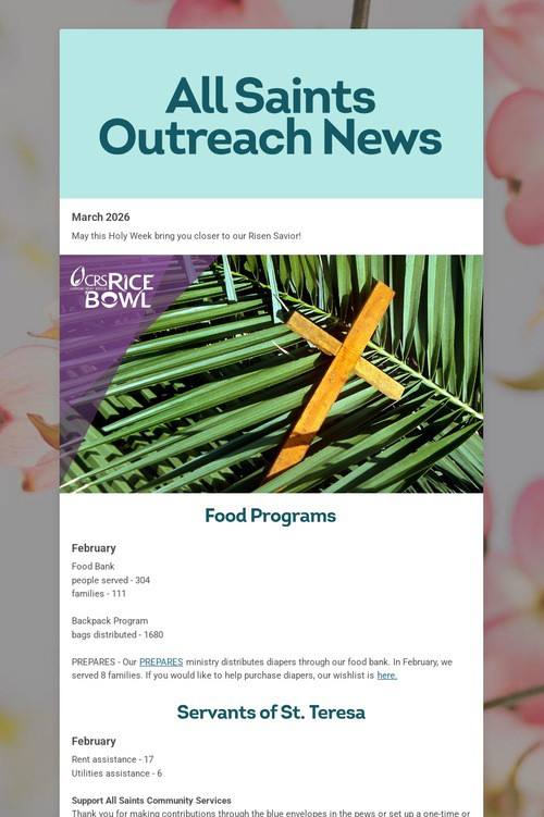 All Saints Outreach News