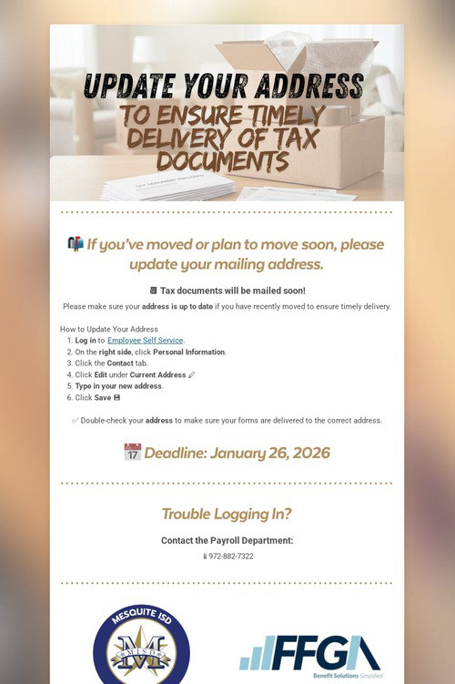 Recently Moved? Update Your Address