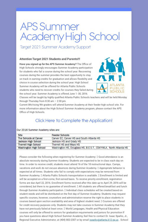 APS Summer Academy High School