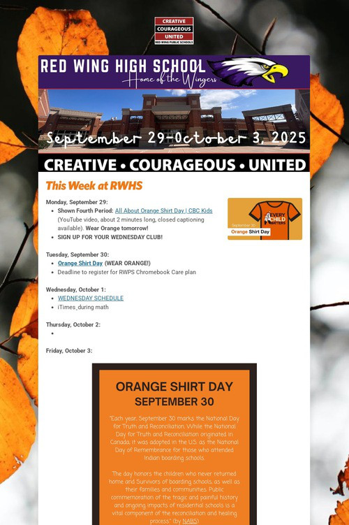 RWHS Student Newsletter