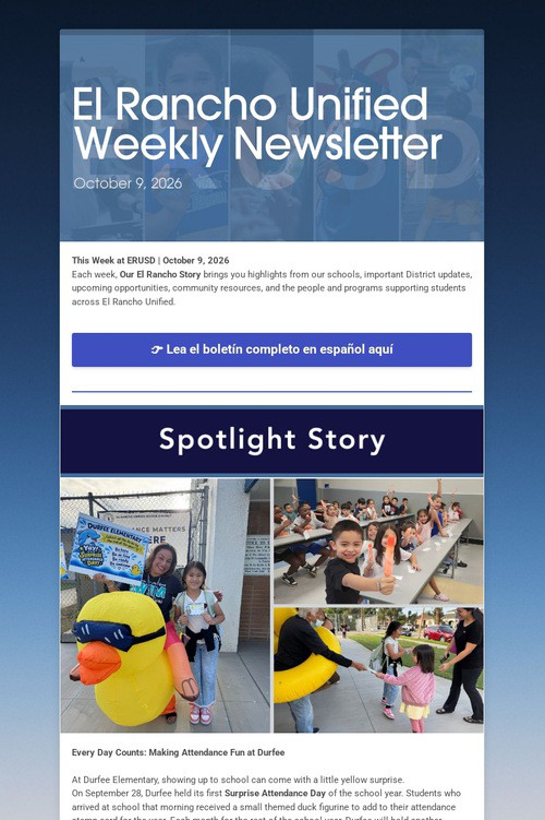 El Rancho Unified Weekly Newsletter