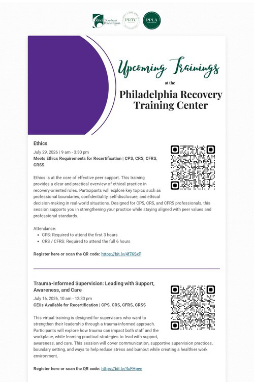 Upcoming Trainings at PRTC