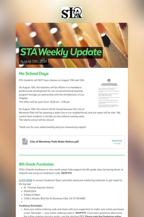 STA Weekly Update