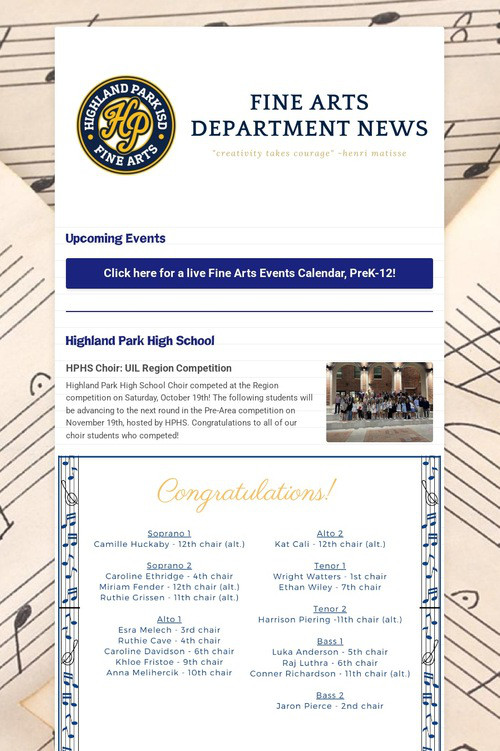 11/01/24 Fine Arts Department News