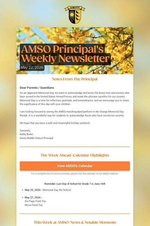 AMSO Principal's Weekly Newsletter