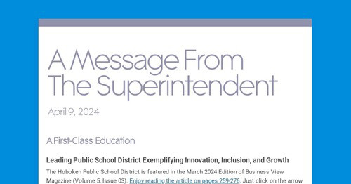 A Message From The Superintendent